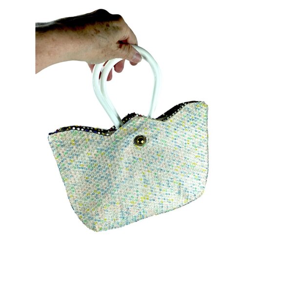 1950s Caviar Beadette CANDY DOT bag REVERSIBLE black white double purse - Picture 3 of 10
